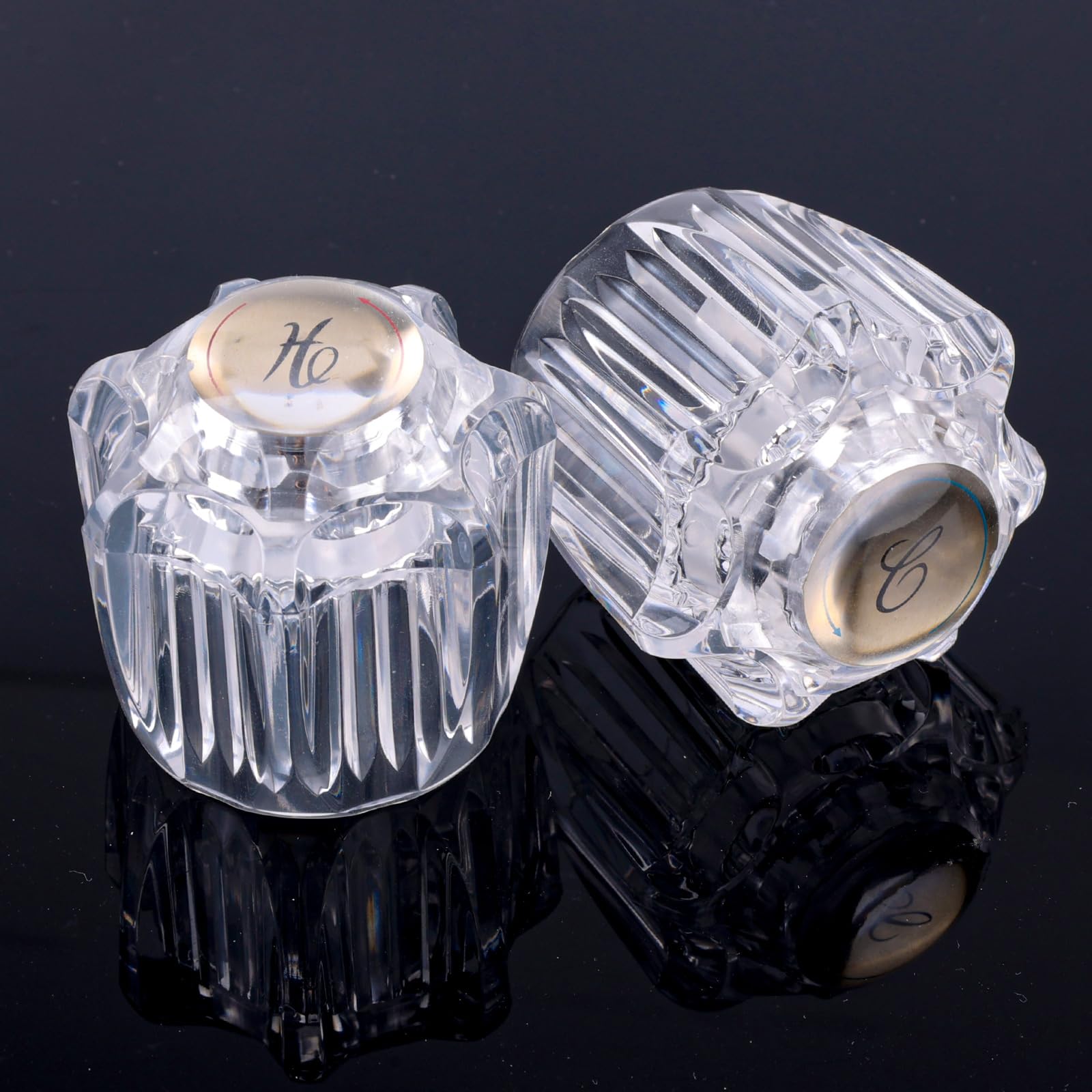 Gosknor 2pcs Shower Knob Replacements, Clear Acrylic Hot/Cold/Diverter Shower Knobs Compatible with Delta/Delex/Peerless Bathtub Shower Faucet Handle