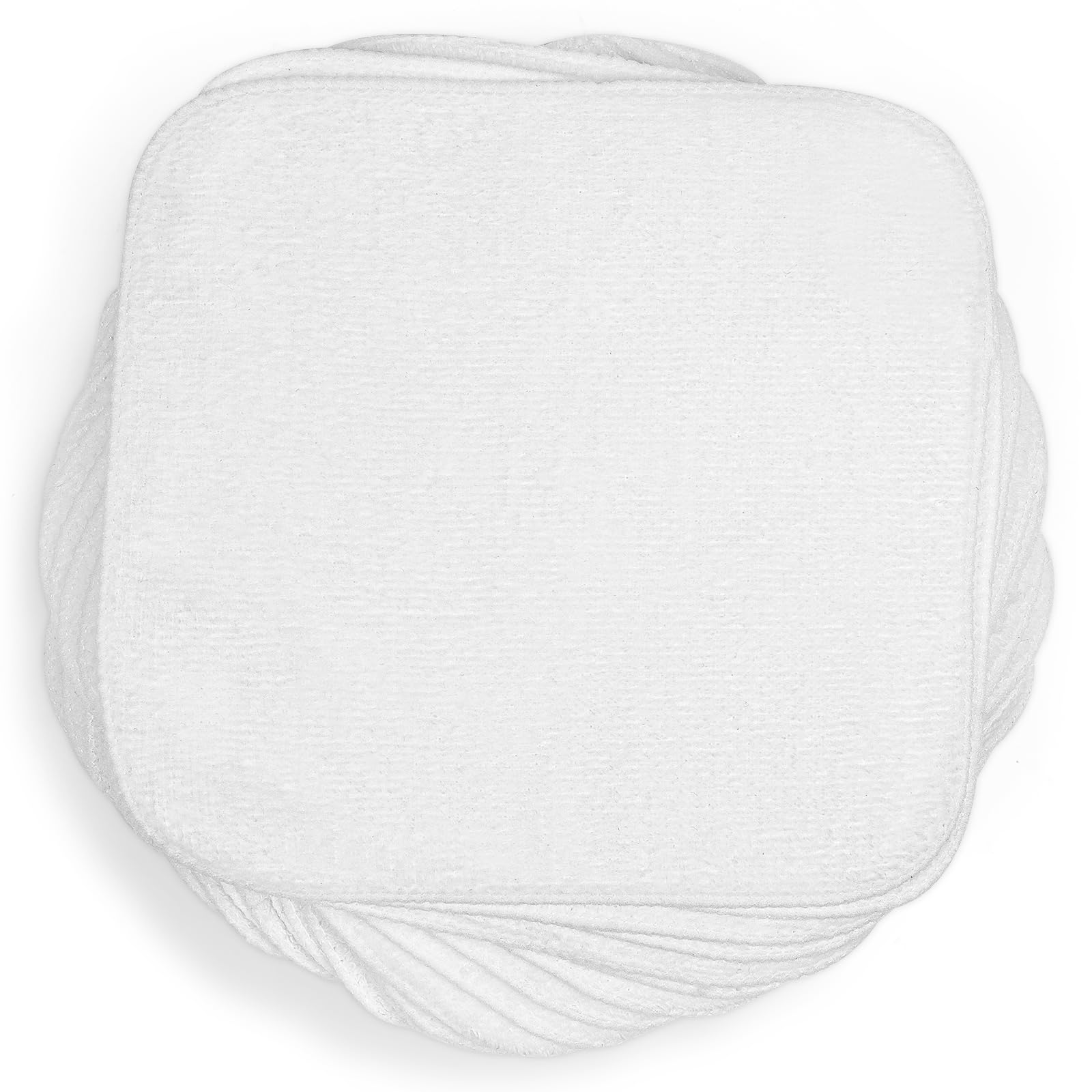 Aomig 25Pcs Washable Cotton Terry Cloth Wipes, 15x15cm Reusable Towelling, White Makeup Remover Cloth, Soft for Cleansing Baby's Hands and Face, Perfect For Nappy Changes