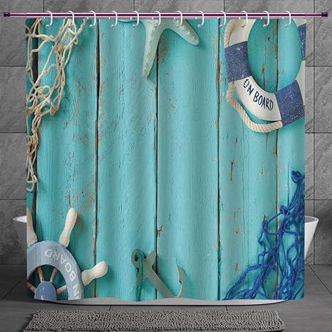 Polyester Shower Curtain 2 0 Nautical Decor Top View Nautical