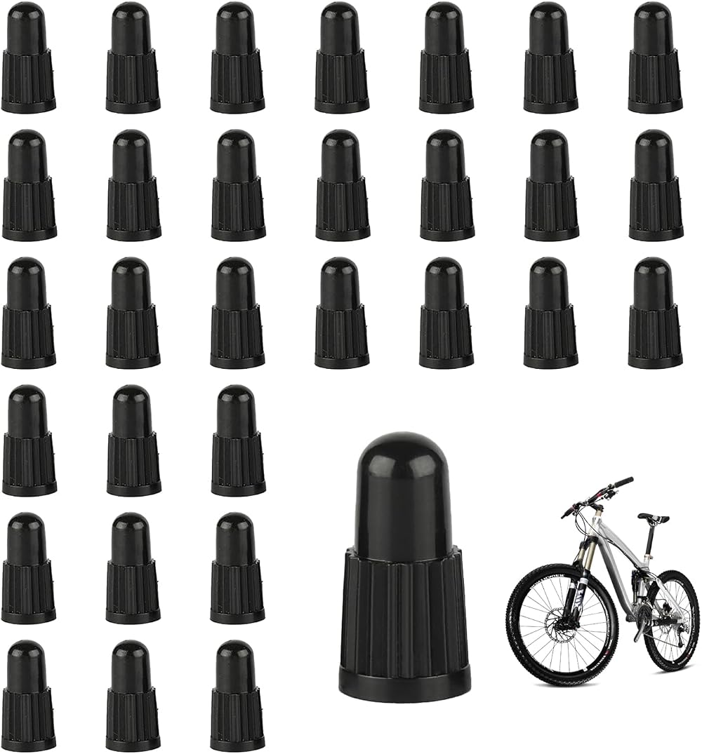 DALAETUS 30 Pcs Black Plastic Bike Dust Caps Presta Valve Caps Set