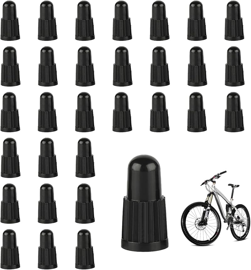 DALAETUS 30 Pcs Black Plastic Bike Dust Caps Presta Valve Caps Set