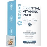 Revive MD Essential Vitamin Packs for Men &amp; Women &ndash; Daily Multivitamin Packets with Arjuna &amp; Turmeric Extract &ndash; Supports Heart, Joint &amp; Organ Health &ndash; Travel-Friendly Vitamin Supplement (30 Servings)