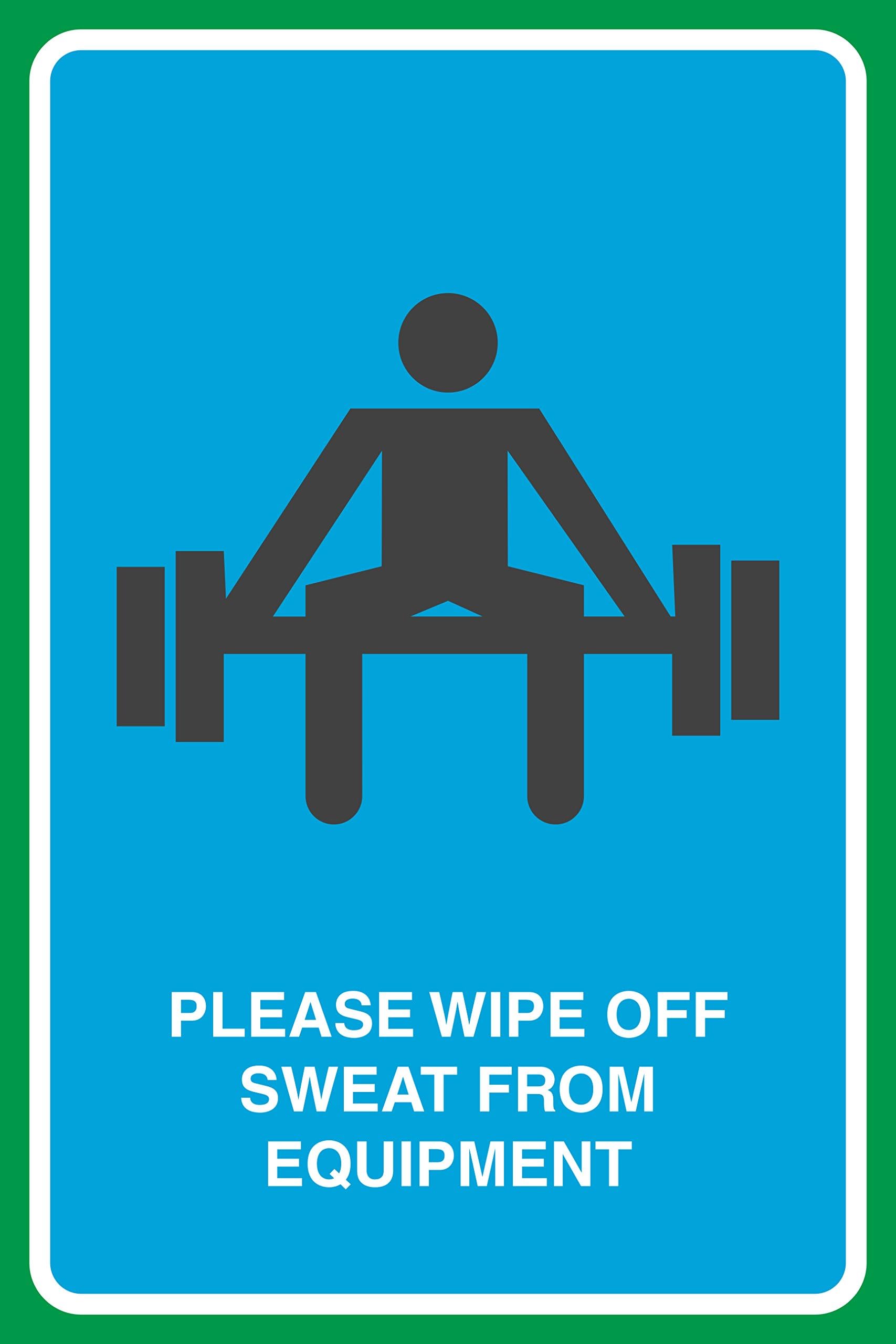 Please Wipe Off Sweat from Equipment Print Gym Weights Picture Business Sign Aluminum Metal