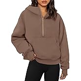 JULGIRL Women's Half-Zip Hoodie Casual Fleece Pullover with Pockets Oversized Fall Workout Sweatshirt