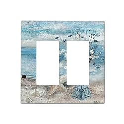 Daisy Flower Blue Beach Double Rocker Light Switch