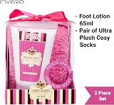 Invero 2 Piece Ladies Cherry Blossom Gift Set - Foot Lotion & Cosy Socks Pink view 2