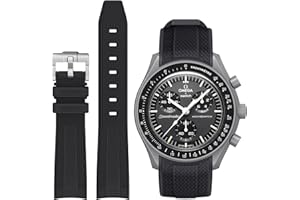 Stanchev Bands for Moonswatch Watch,Curved No Gap Soft Silicone Strap for Omega X Swatch Speedmaster 20mm Watch,Swatch Omega Moonswatch Speedmaster Replacement Strap Men Women (Black)