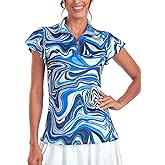 Tanst Sky Women's Golf Polo Shirts Zip Up Ruffles Short Sleeve Workout Tops Quick Dry