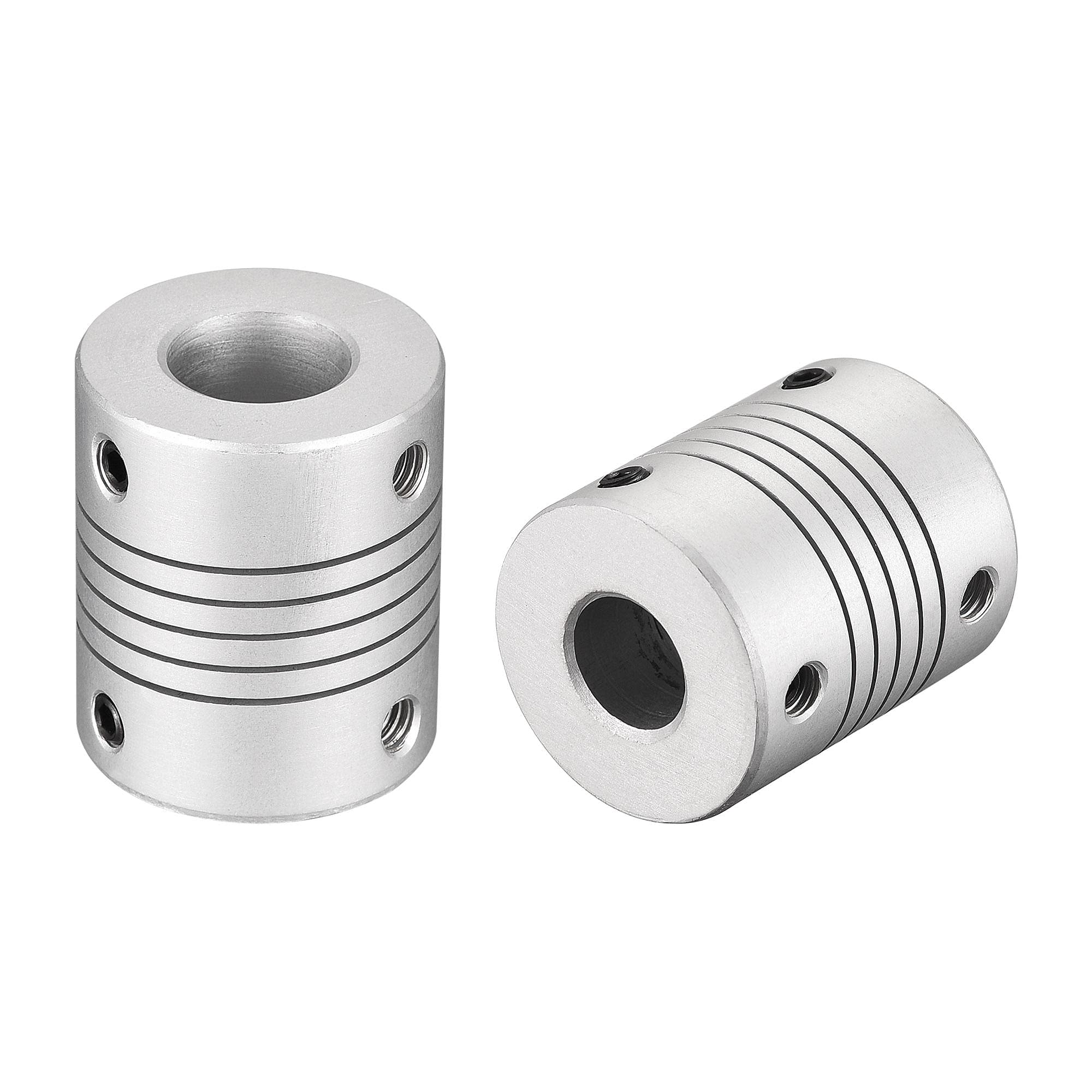 sourcing map 12mm to 10mm Aluminum Alloy Shaft Coupling Flexible Coupler Motor Connector Joint L30xD25 Silver 2Pcs
