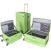 WireHot 3-Piece 20/24 Top Opening Hardshell Lightweight Luggage and 28-Inch Clamshell Opening Travel Suitcase with Spinner Wheels & TSA Locks, Avocado Green 20in/24in/28in