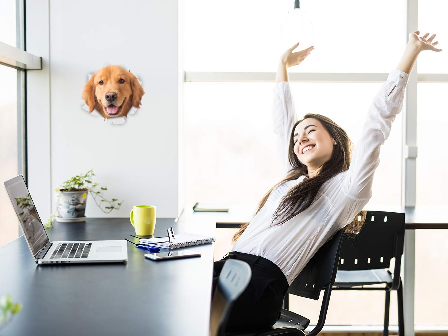 Winston & Bear 3D Dog Stickers, 2 Pack, Happy Golden Retriever Decals for Wall, Fridge, Toilet, Room - Image 4