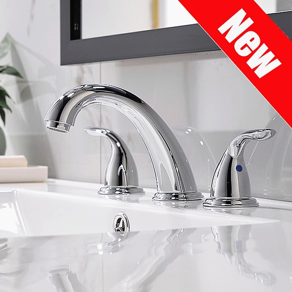Fesco Best Stainless Brushed Nickel Two Handle Centerset Bathroom Faucet,Brushed Nickel Sink Faucet Without Drain and Water lines