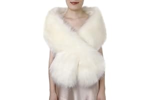 Dikoaina Women's Winter Fake Faux Fur Scarf Wrap Collar Shawl Shrug