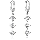 Surcha Moissanite Star Drop Earrings, 0.6cttw D Color VVS1 Moissanites, 925 Sterling Silver Star Drop Earrings for Women Birthday Jewelry Gifts