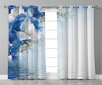 Amazon Com Satin Grommet Window Curtains Light Blue Blue