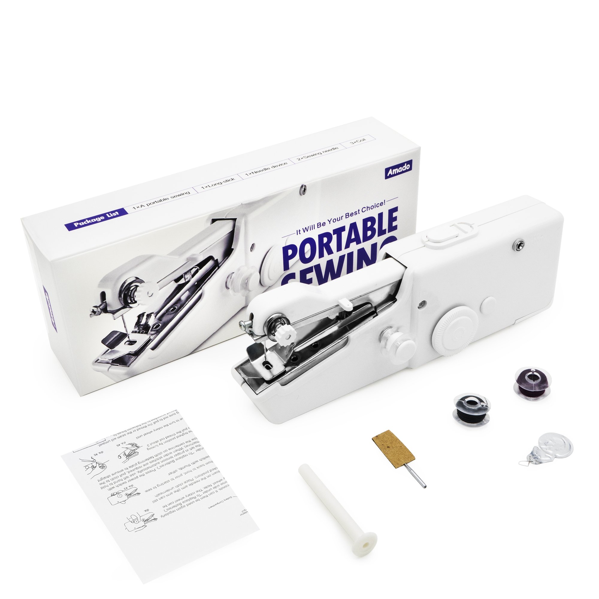 Portable Sewing Machine, Amado Mini Handheld Sewing Repair Kit for