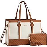 LOVEVOOK Laptop Bag for Women 15.6 inch Canvas Laptop Tote Bag, Large Capacity Work Bag with Clutch Purse, Computer Bag Office Business Briefcase, Casual Handbag for Travel College Teacher School