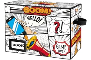 YNSZAS Collection Comic Book Storage Boxes, Protector Organizer 15.8" X 7.8" X 11.8" Collapsible Short Box Holds 160-180 Comic Book Heavy Duty Bin Container Holder Shelf