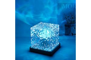 Ocean Wave Projector Light, 4 inch 16-Color Cube Lamp & App Remote, 3D Holographic Water Ripple Romantic Ambient Lighting for