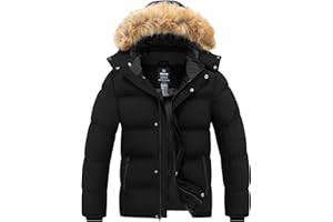 Wantdo Men's Warm Winter Puffer Jacket Waterproof Puffer Coat Hooded Winter Jacket
