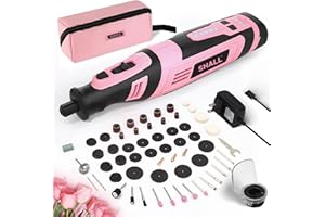 SHALL 8V Cordless Rotary Tool Kit, Pink Lightweight 2.5 Ah Battery Rechargeable Rotary Tool w/ 121 Accessories, 5-Speed Power Rotary Tool for Sanding, Carving, Polishing, Engraving, Pet Grooming