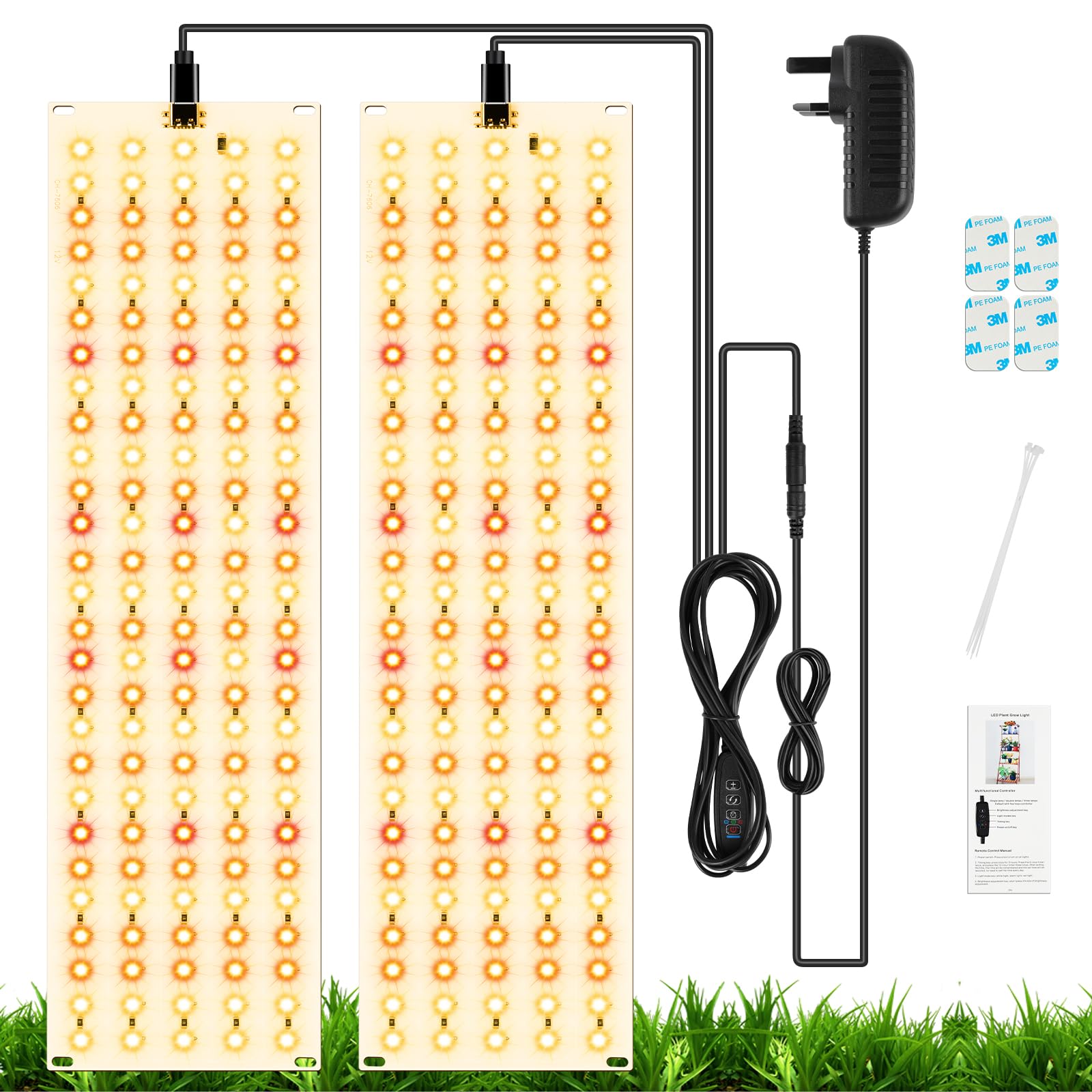 OFFCUP Grow Lights for Indoor Plants, 2pcs 5000K Full Spectrum LED Plant Light, 270 LEDs Plant Grow Light with Auto On/Off 3/9/12H Timer, 3 Modes, 10-Level Dimmable, Use for Indoor Growth