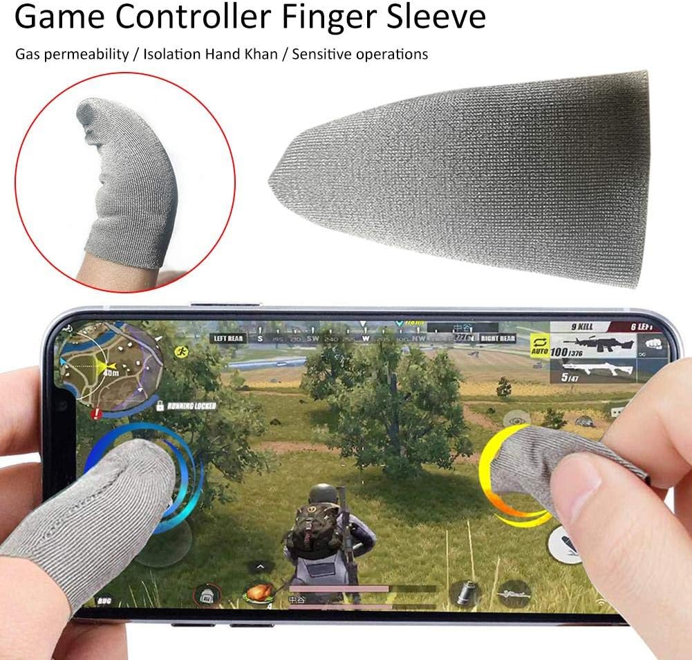 4pcs Finger Sleeve, Breathable Mobile Game Controller Finger Sleeve，Touch Screen Finger Cot Anti-Sweat Finger Set for PUBG for Android iOS Tablet
