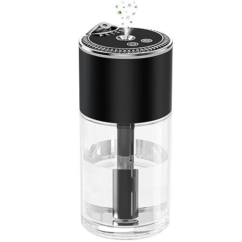 Essential Oil Diffuser, Car Air Fragrance Freshener, Aromatherapy Diffusers for Home Large Room, Bedroom, Car, Office, Desk with Starry Sky Light 8.5oz Capacity (Black)