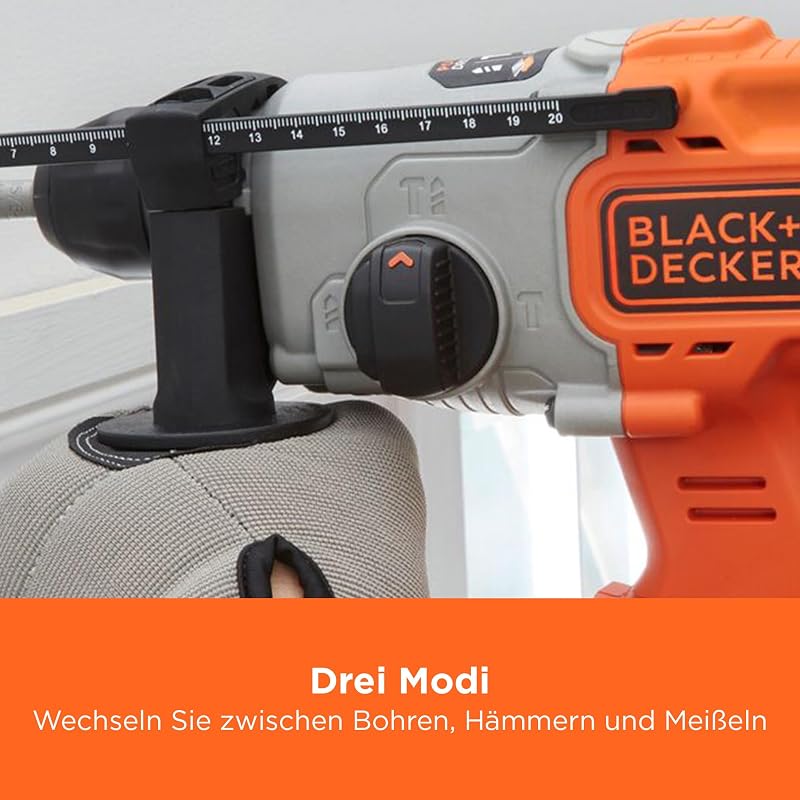 18V Akku-SDS-Plus-Bohrhammer, 1.2J Schlagenergie, 3 Modi, Inklusive 6mm Beton-Bit und Kit-Box, BCD900B-XJ