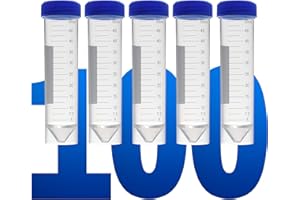 LabXcel Polypropylene Centrifuge Tubes – Plastic Test Tubes with Caps, PP, Sterile, Conical Bottom, Self Standing, Printed Graduation, Blue Caps, for Medical and Laboratory Use – White (50ml, 100pcs)