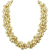 PHNIBIRD Statement Necklace for Women Ball Beaded Design Chunky Gold Necklace Trendy Lightweight Necklace for Party Gift