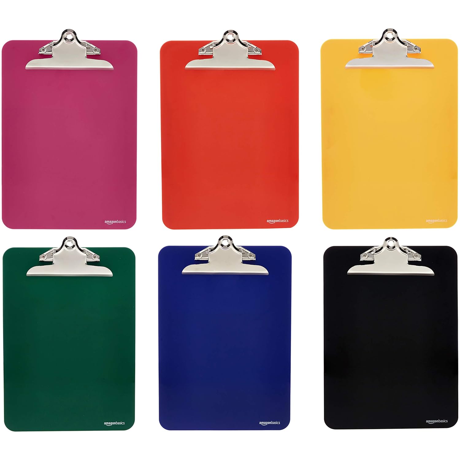 AmazonBasics Plastic Clipboards, Assorted Colors, Pack of 6 Amazon.in