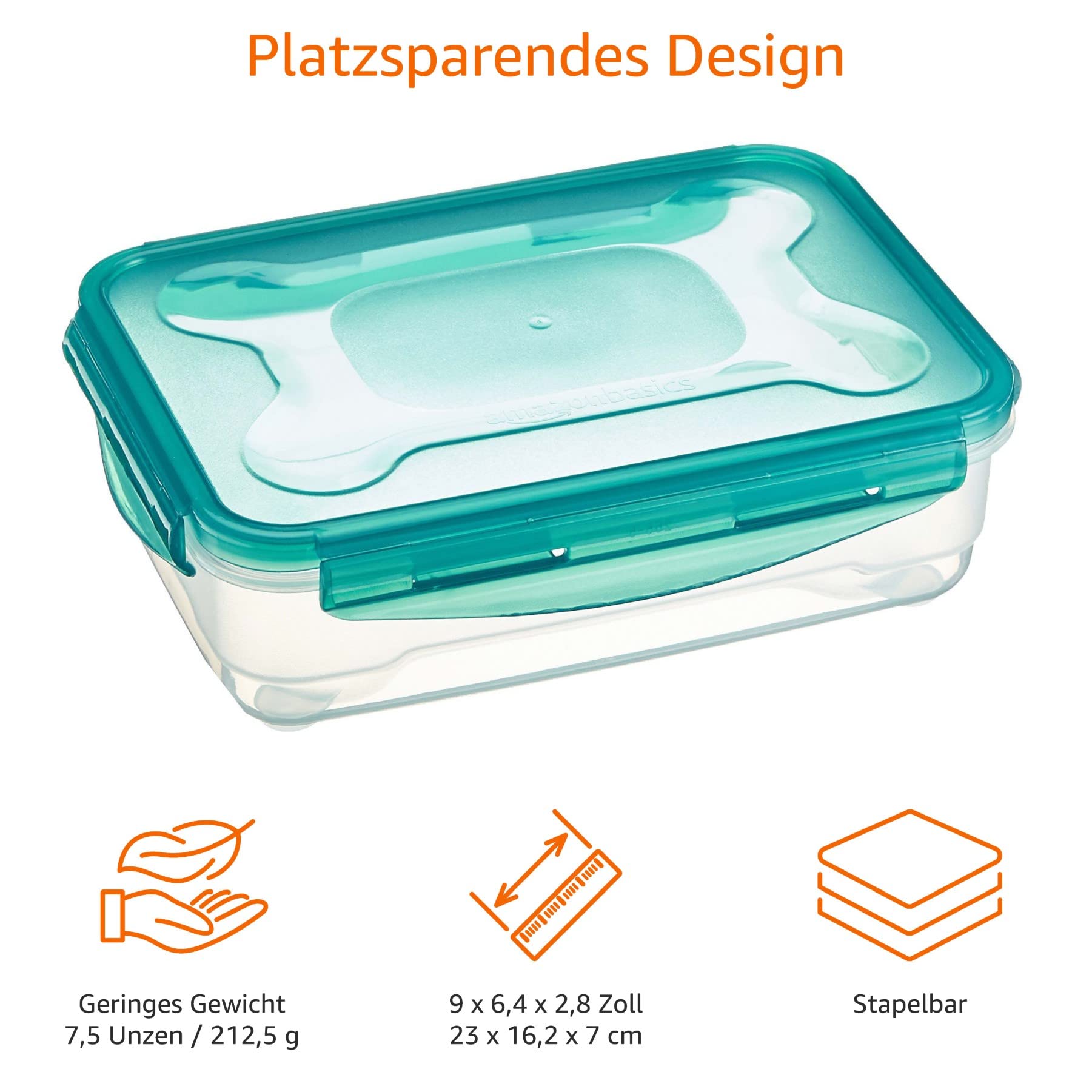 Amazon Basics Gefrierbehälter im Set, mit Deckel, luftdicht, auslaufsicher, stapelbar, für Kühlschrank/Gefriertruhe, BPA-frei, Kunststoff, mikrowellen- und spülmaschinenfest, 3 x 1.2 l, farblos 3