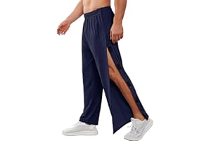 Deyeek Men's Tear Away Pants 2 Side Snap Open Bottom Sweatpants Loose Fit Casual Post Surgery Pants with Pockets