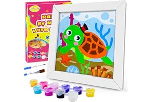 JOAOYO Paint by Numbers for Kids Ages 8-12 Easy Acrylic Paint by Number Kits for Girls Boys Adults with Wooden Frame Oil Painting Kits for Kids Ages 4-8 Perfect for Gift Home Decoration (Turtle)