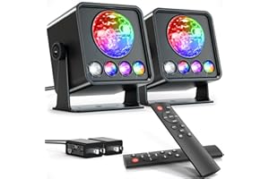 GIANTDJDISCO 2-Pack Disco Ball Party Lights Disco Light Sunset Lamp Projector with White+RGB+UV+YGB Modes LED Strobe DJ Stage Lights for TIK Tok Live Photography Home Room Dance Birthday Christmas Halloween Décor