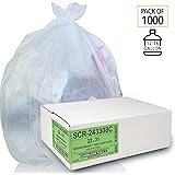 Aluf Plastics SCR-243308C 12-16 Gallon Trash Bags - (Commercial 1000 Pack) - Source Reduction Series Value High Density 8 Micron (equiv) Gauge - Intended for Home, Office, Bathroom, Paper, Styrofoam