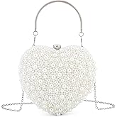 Tmore Heart Pearl Clutch Purse for Women,Beaded Evening Clutch Bag Wedding Party Purse Handbag