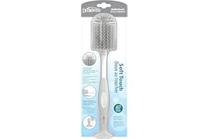 Dr. Brown's Soft Touch No Scratch Baby Bottle Cleaning Brush, Nipple Cleaner & Suction Cup Base for Easy Storage, BPA Free, Gray