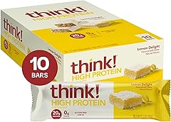 think! Protein Bars, High Protein Snacks, Gluten Free, Kosher Friendly, Lemon Delight, Nutrition Bars, 2.1 Oz per Bar, 10 Cou