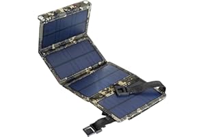 CINGHI LUSSO Portable Charger Folding Solar Panels Solar Power Bank with USB Port Compatible with Mobile Phone Solar Charger for Camping with 2 Buckles Outdoor Solar Charger Water Proofing - Camouflage