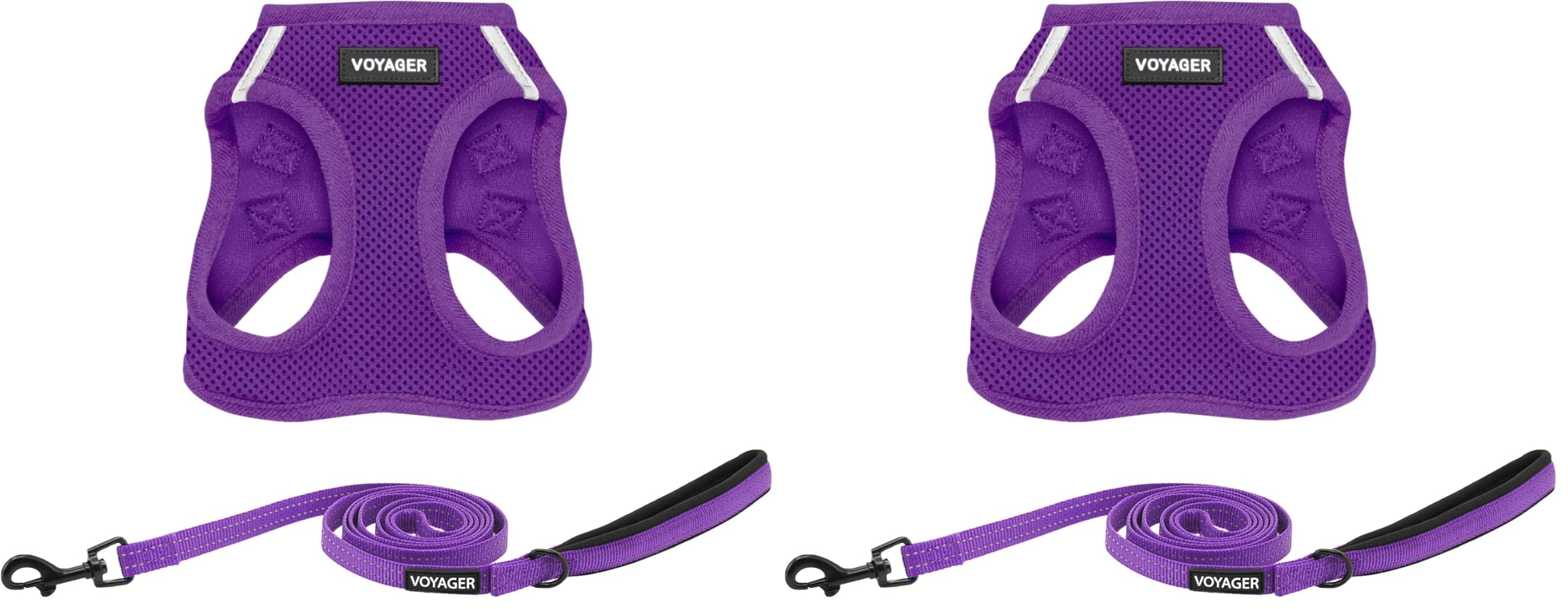 Voyager Step-in Air All Weather Mesh Harness and Reflective Dog 5 ft Leash Combo with Neoprene Handle, for Small, Medium and Large Breed Puppies by Best Pet Supplies - Leash Harness (Purple), L Image Voyager Step-in Air All Weather Mesh Harness and Reflective Dog 5 ft Leash Combo with Neoprene Handle, for Small, Medium and Large Breed Puppies by Best Pet Supplies - Leash Harness (Purple), L Image