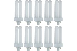 Sunlite PLT26/E/SP Compact Fluorescent PLT 4-Pin Triple Tube, 26 Watts, 120 Volts, 1800 Lumens, 5000K Daylight, 4-Pin GX24q3 Base, 10 Pack