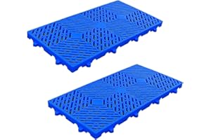 RHFUGBOJ Plastic Pallets, Lightweight Moisture-Proof Floor Pallets, Breathable Grid Ventilation Pallet, for Kitchen Supermarket Garages Outdoor Closets Storage Rooms (2pcs-11.8 * 23.6 * 1.18IN)