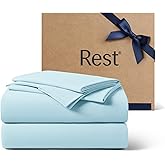 REST® Evercool®+ Cooling Sheet Set, King Size, Light Blue, Breathable Bed Sheets for Hot Sleeper and Night Sweats, with Pillowcases, with Ionic+ Self-Cleaning Silver Yarn for Sensitive Skin, 4PCS