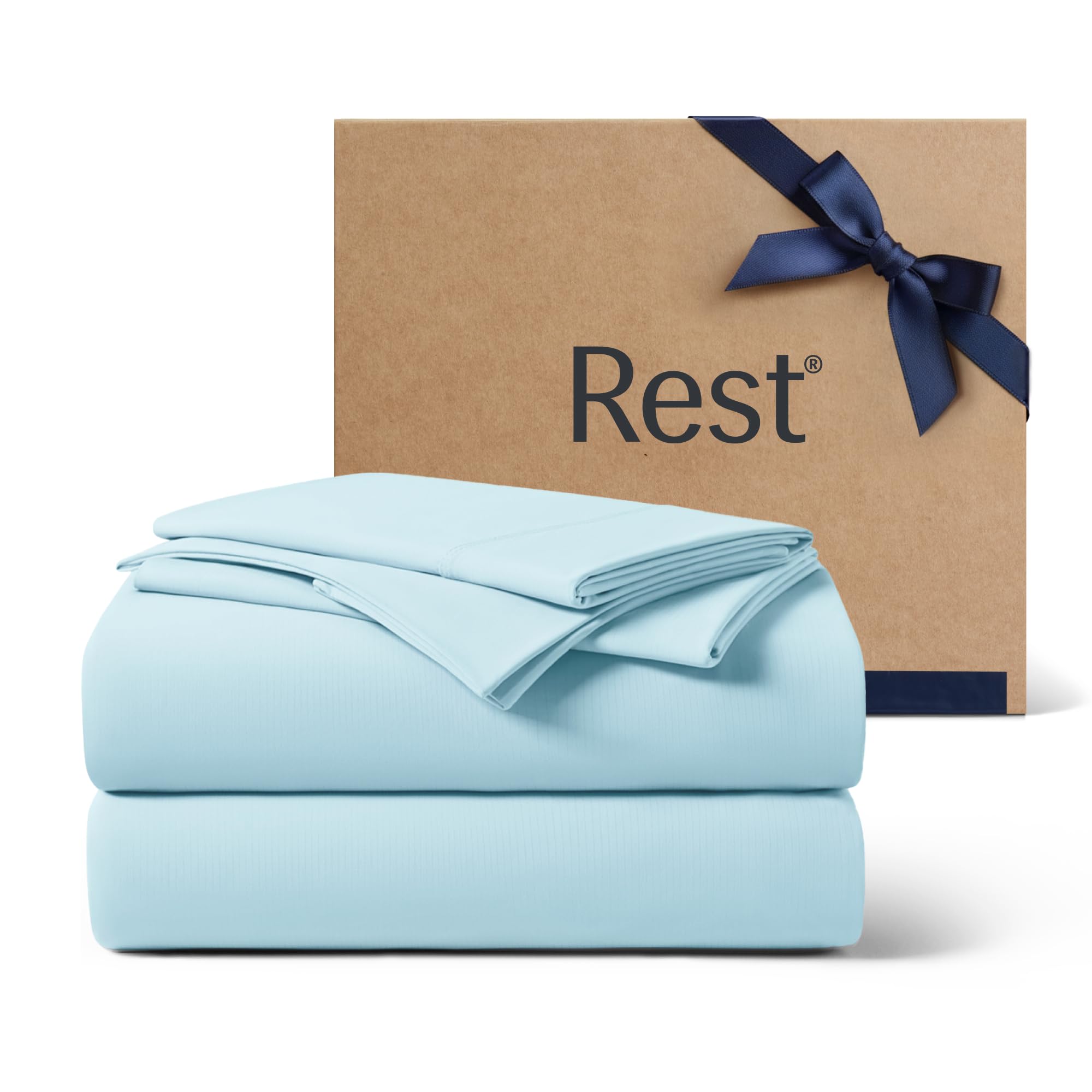 Photo 1 of REST® Evercool®+ Cooling Sheet Set, King Size, Light Blue, Breathable Bed Sheets for Hot Sleeper and Night Sweats, with Pillowcases, with Ionic+ Self-Cleaning Silver Yarn for Sensitive Skin, 4PCS