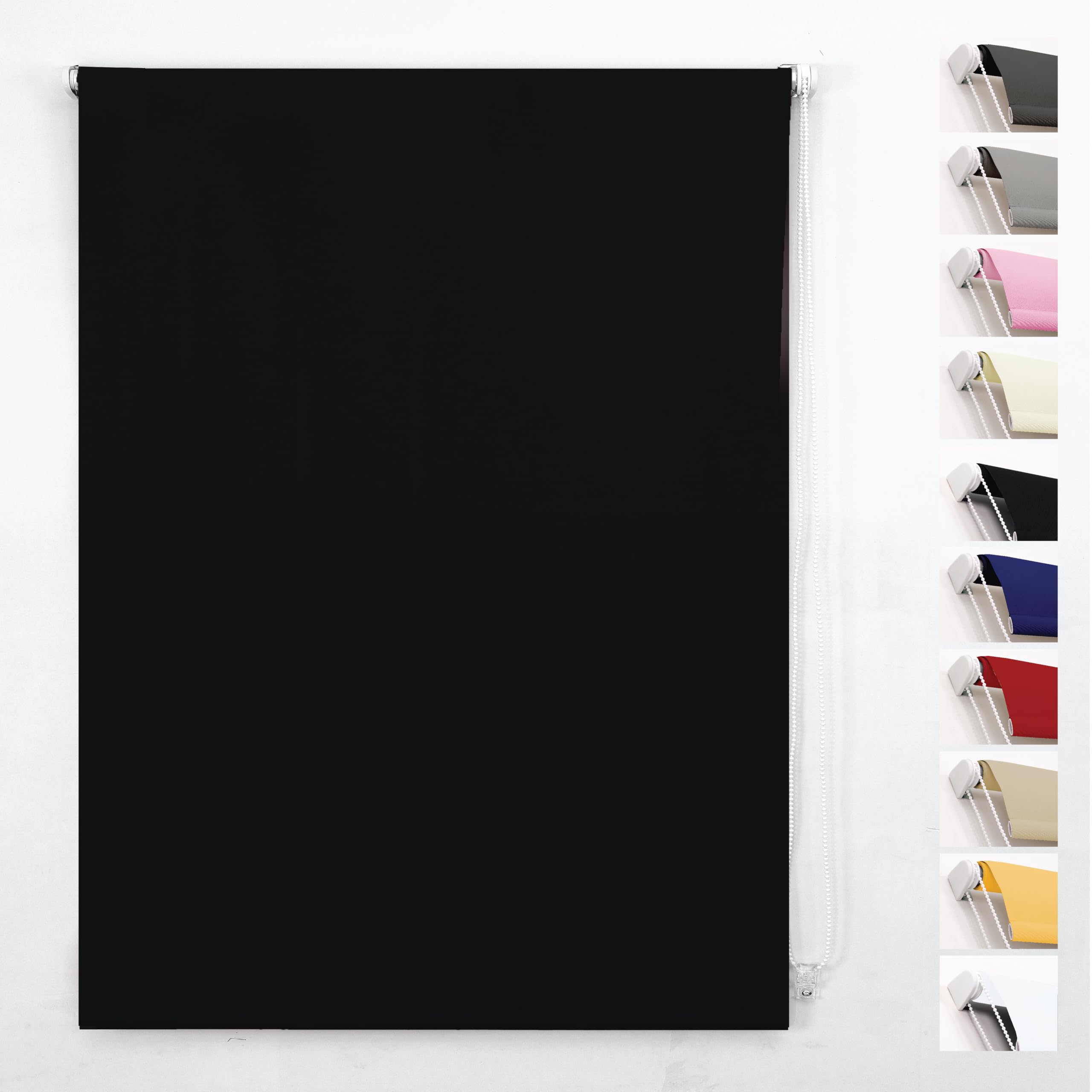 Funky Gadgets Roller Blinds Thermal Blackout Roller Blind, Easy Fit Child Safe Trimmable UV Protection Home Office Window Blinds, Black Blinds (120cm Wide X 165cm Drop)