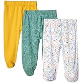 Spasilk Baby Boys' 3 Pack Cotton Pull on Footed Pants