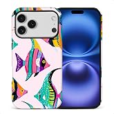 Bvkilrvc for iPhone 18 Pro 17 Pro Case, Colorful Fish Pattern Print Matte Phone Case Funny Liquid Silicone Case Impact Resistant Anti-Scratch Shockproof Protective Cover