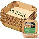 10 Inch Largest Square Air Fryer Disposable Paper Liner, XXL 100Pcs Air Fryer Parchment Liners for 8QT or Bigger Air Fryer, Non-stick, Food Grade Baking Paper for Frying, Roasting and Microwave